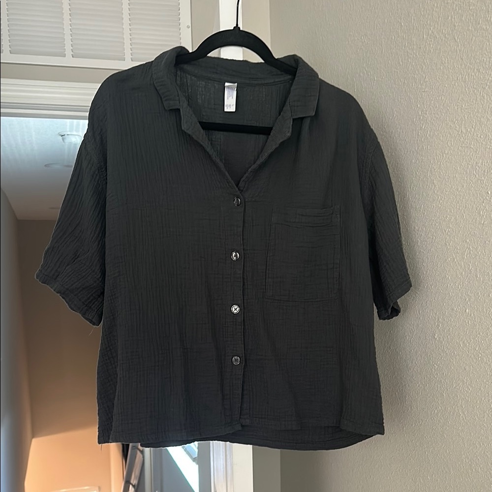 Black/grey Button-Up Casual Shirt